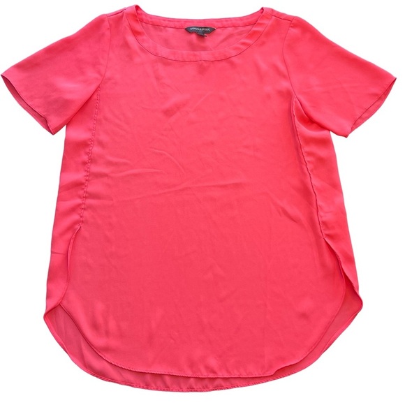 Banana Republic Watermelon Pink Crew Neck Short Sleeve Blouse - Size XS - Picture 1 of 11